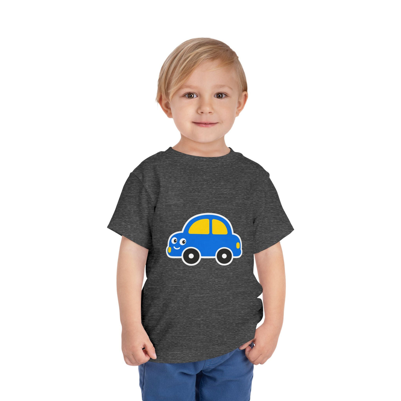 Toddler Tee — Cute Blue Cartoon Car Graphic - Front Patch Kids Co.