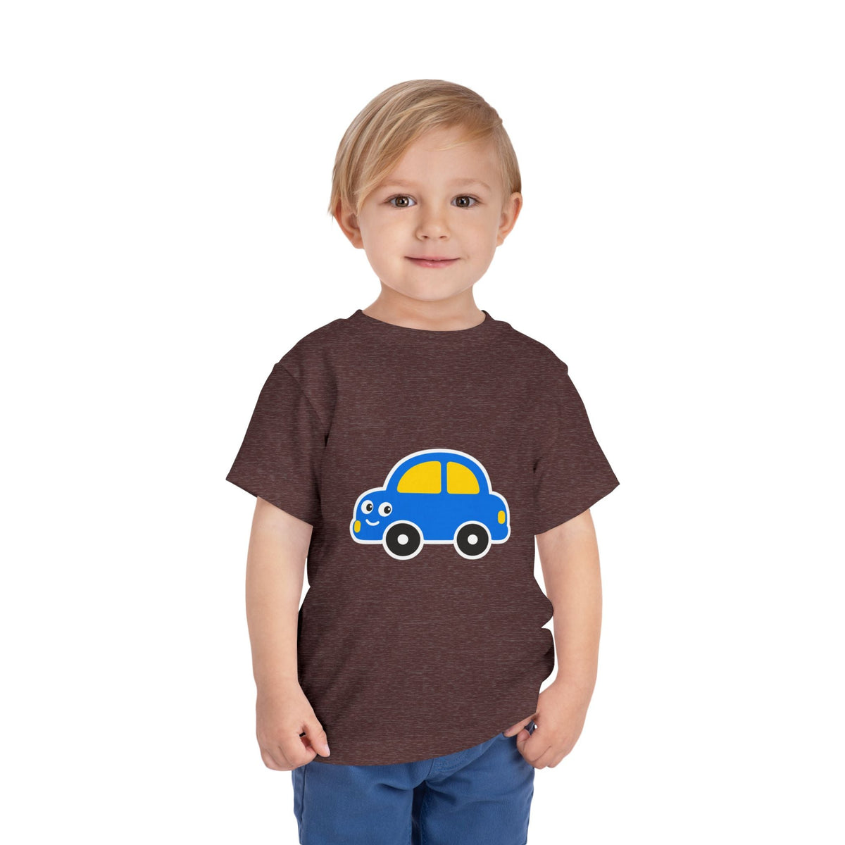 Toddler Tee — Cute Blue Cartoon Car Graphic - Front Patch Kids Co.