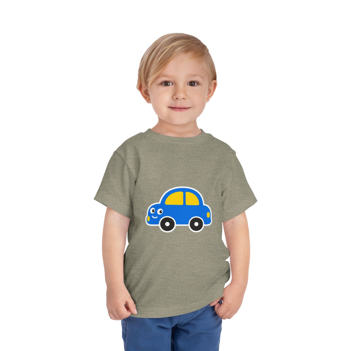 Toddler Tee — Cute Blue Cartoon Car Graphic - Front Patch Kids Co.