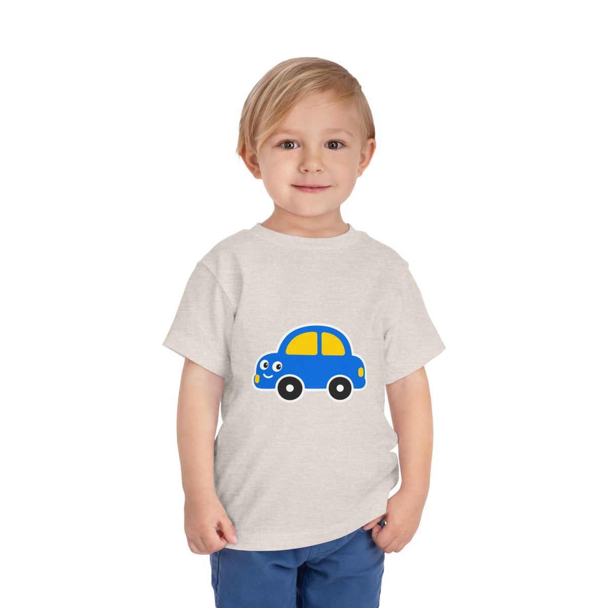 Toddler Tee — Cute Blue Cartoon Car Graphic - Front Patch Kids Co.