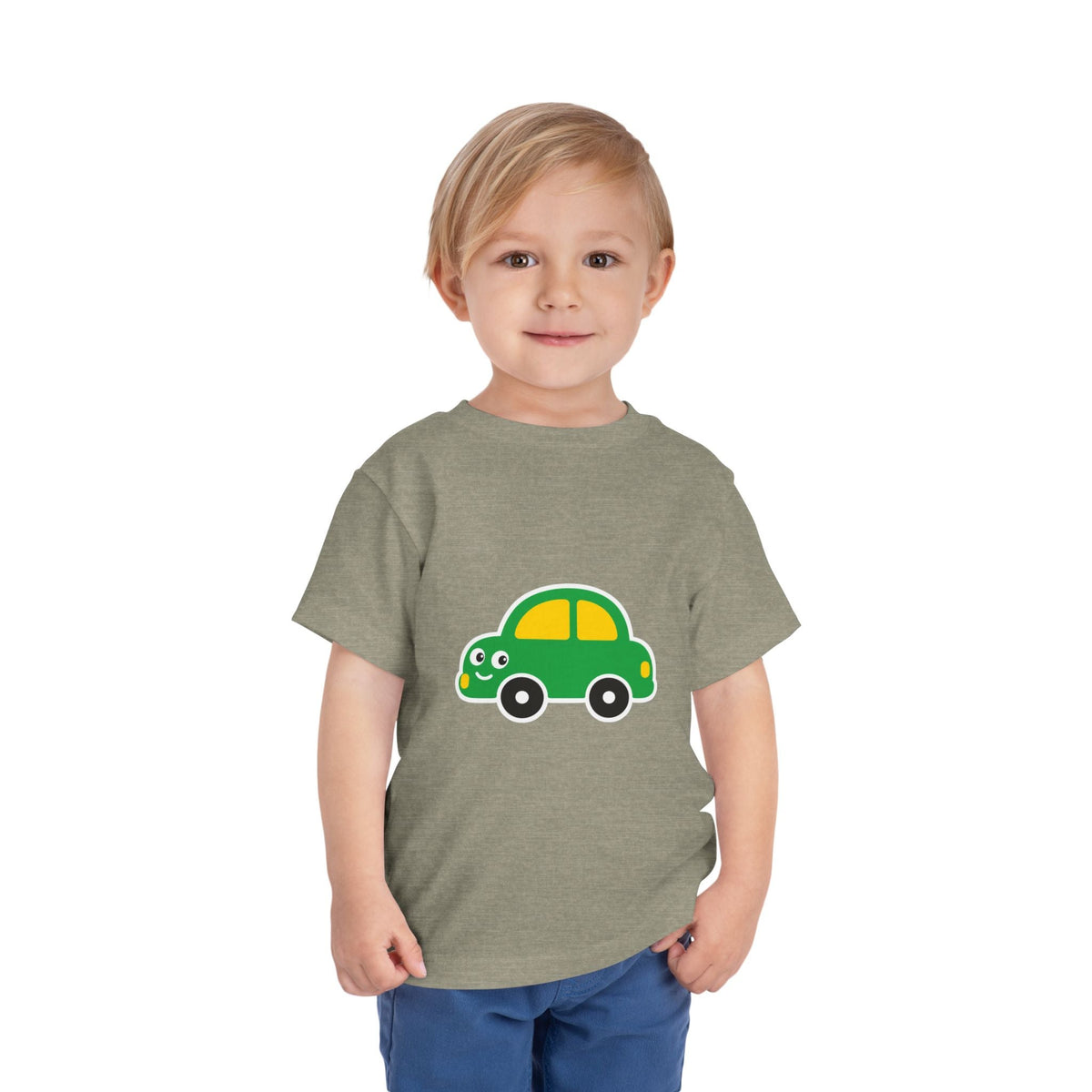 Toddler Tee — Cute Green Cartoon Car Graphic - Front Patch Kids Co.