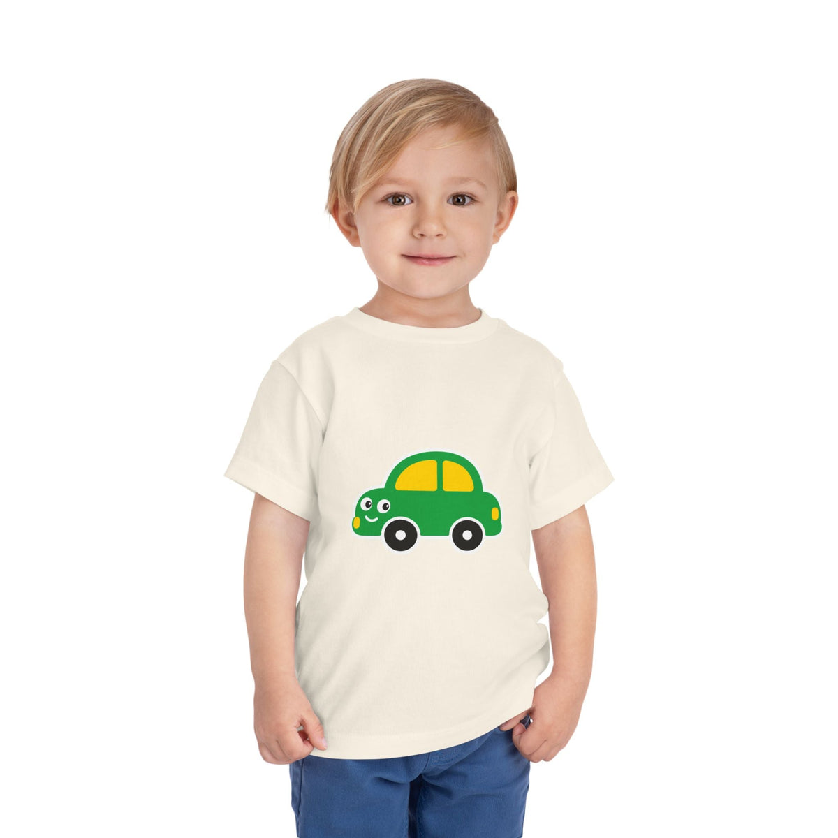 Toddler Tee — Cute Green Cartoon Car Graphic - Front Patch Kids Co.