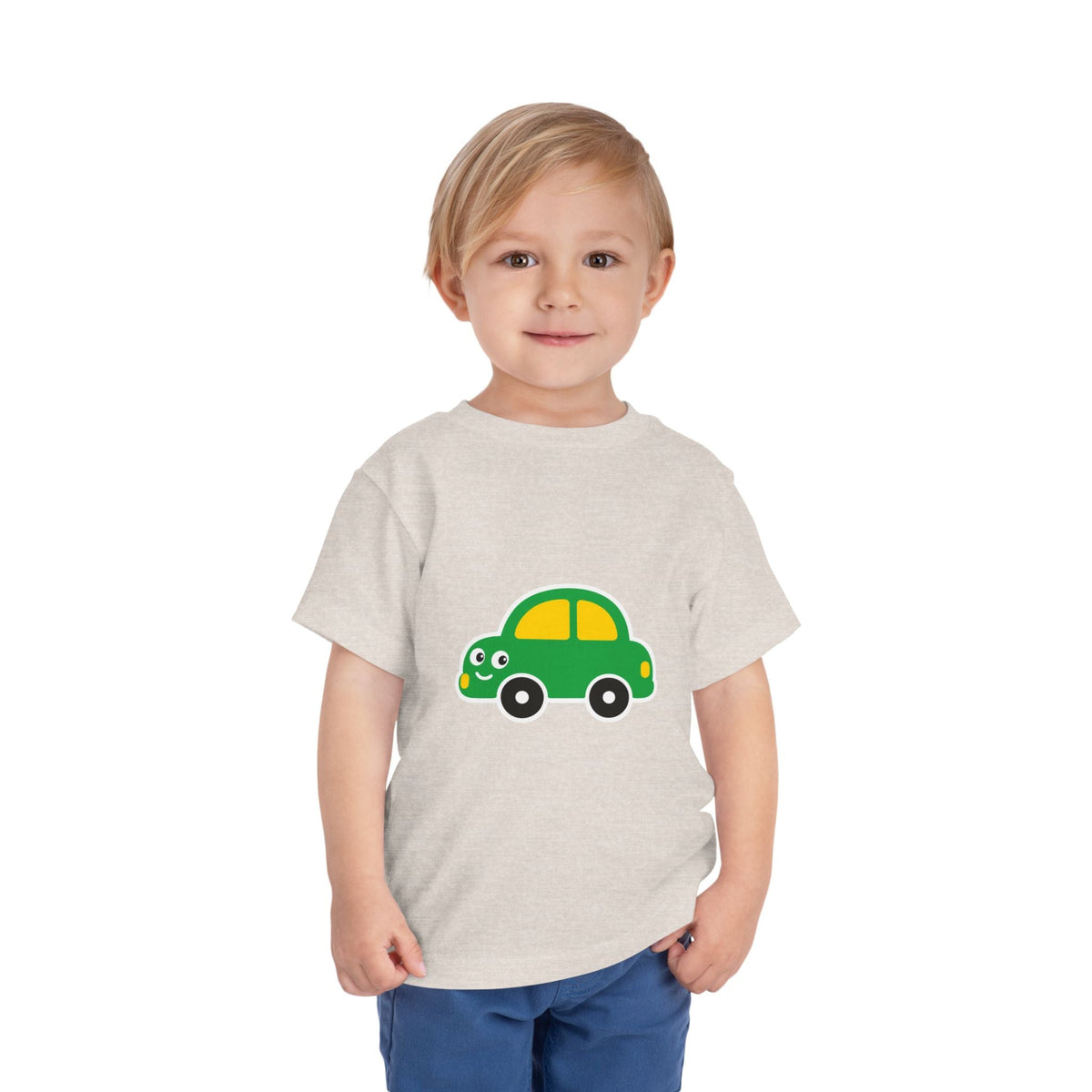 Toddler Tee — Cute Green Cartoon Car Graphic - Front Patch Kids Co.