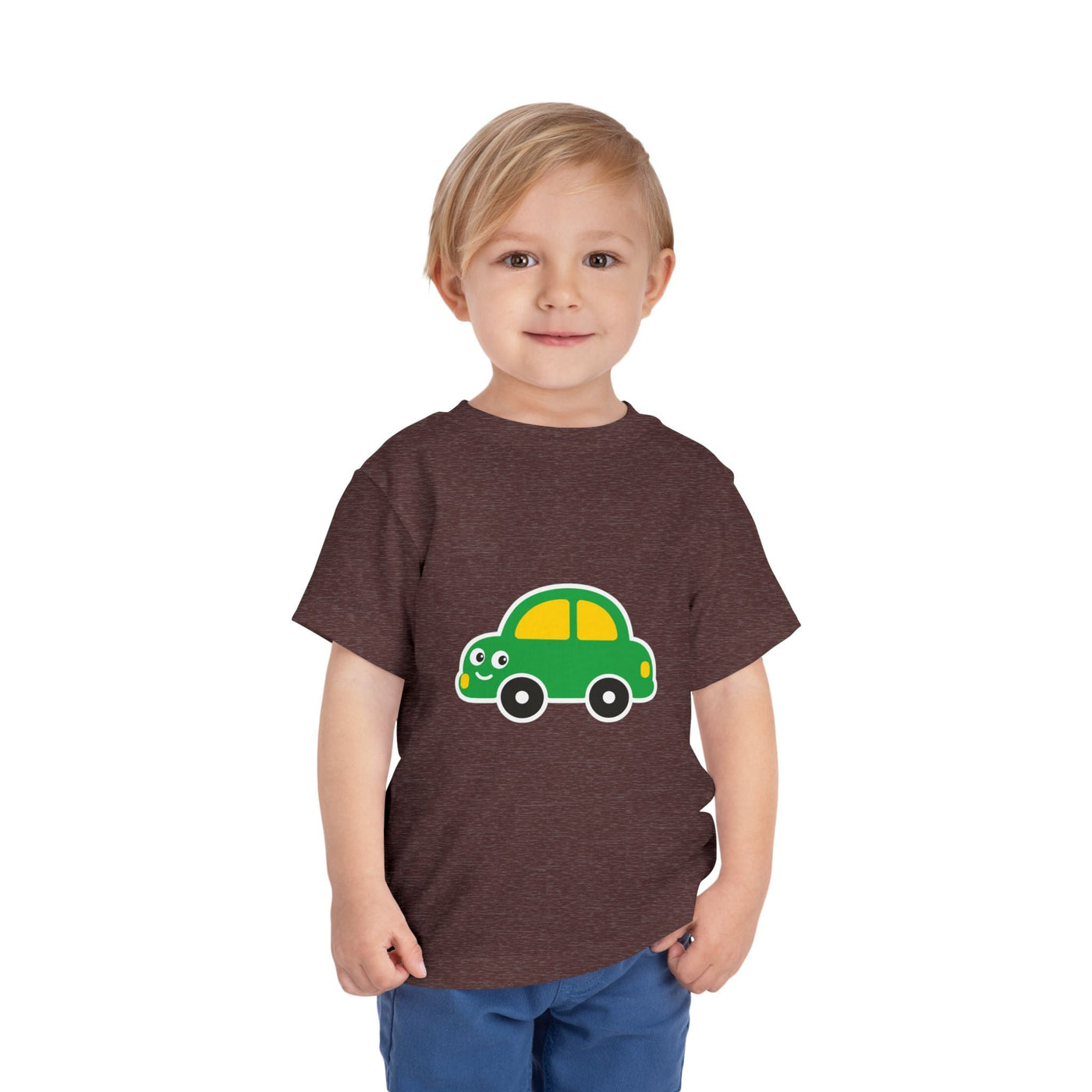 Toddler Tee — Cute Green Cartoon Car Graphic - Front Patch Kids Co.