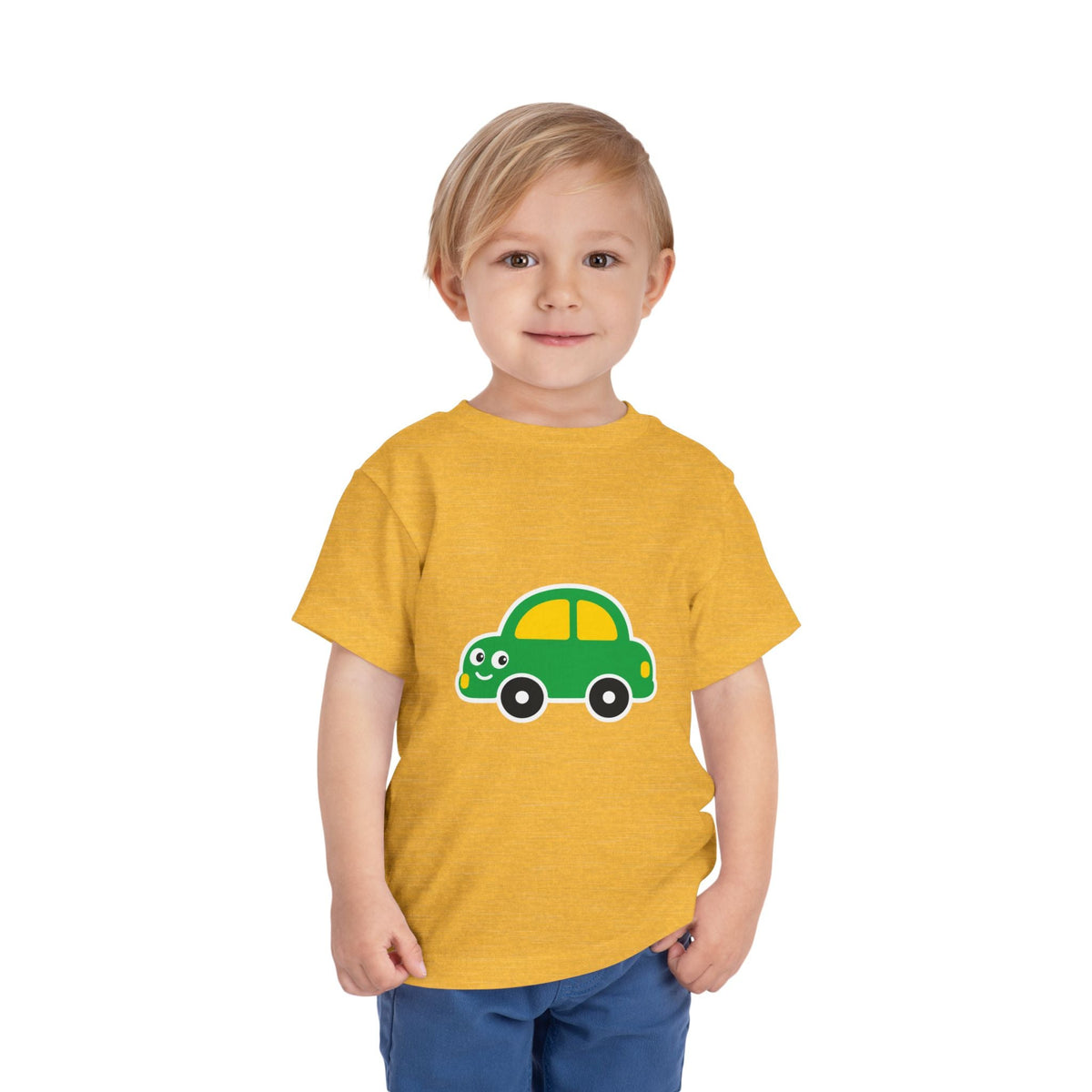 Toddler Tee — Cute Green Cartoon Car Graphic - Front Patch Kids Co.