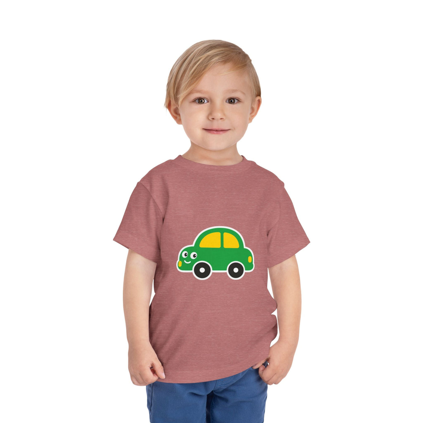 Toddler Tee — Cute Green Cartoon Car Graphic - Front Patch Kids Co.