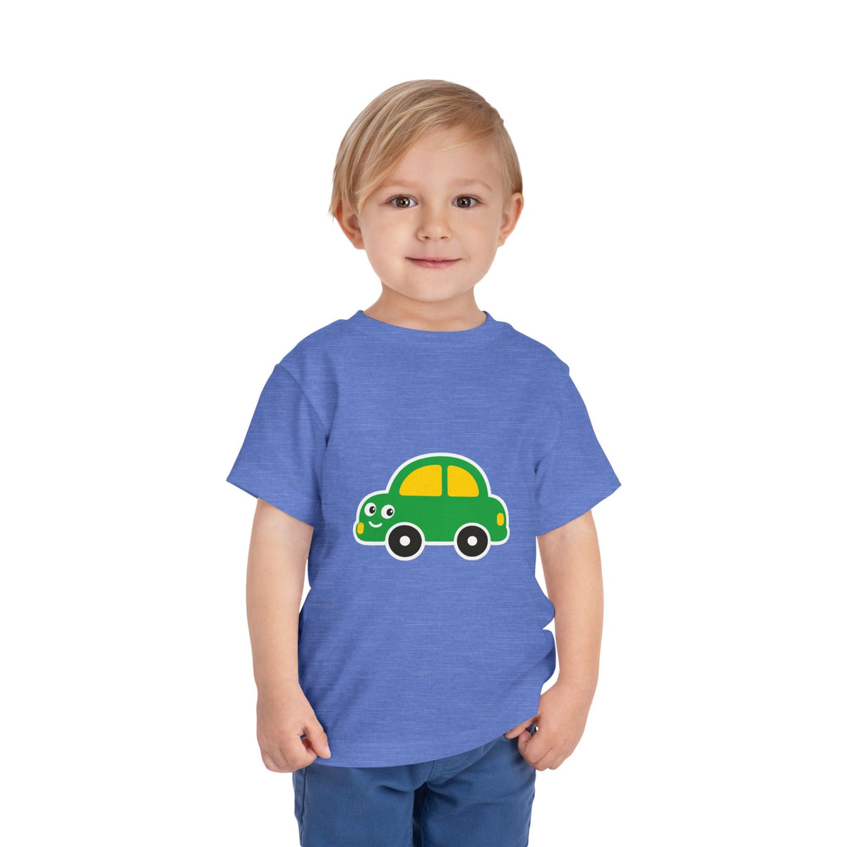 Toddler Tee — Cute Green Cartoon Car Graphic - Front Patch Kids Co.