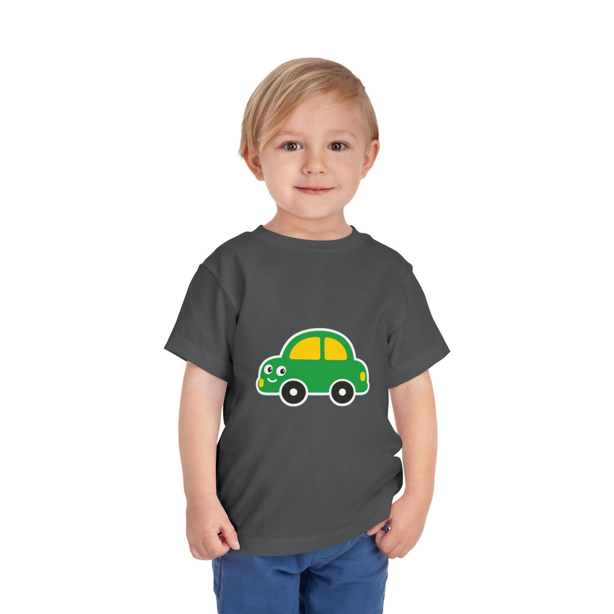 Toddler Tee — Cute Green Cartoon Car Graphic - Front Patch Kids Co.