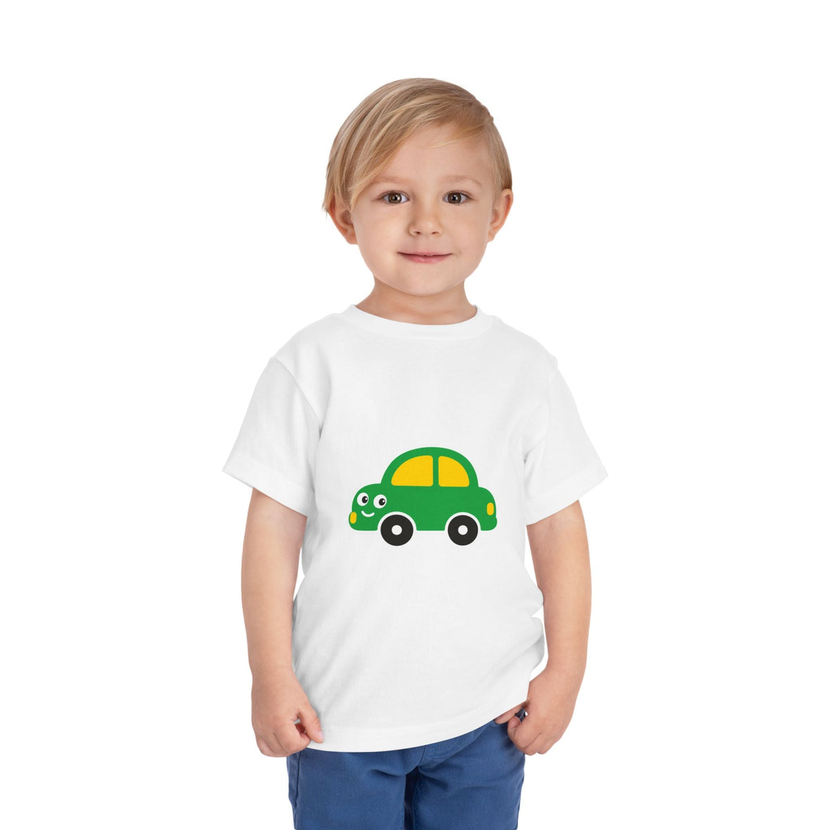 Toddler Tee — Cute Green Cartoon Car Graphic - Front Patch Kids Co.