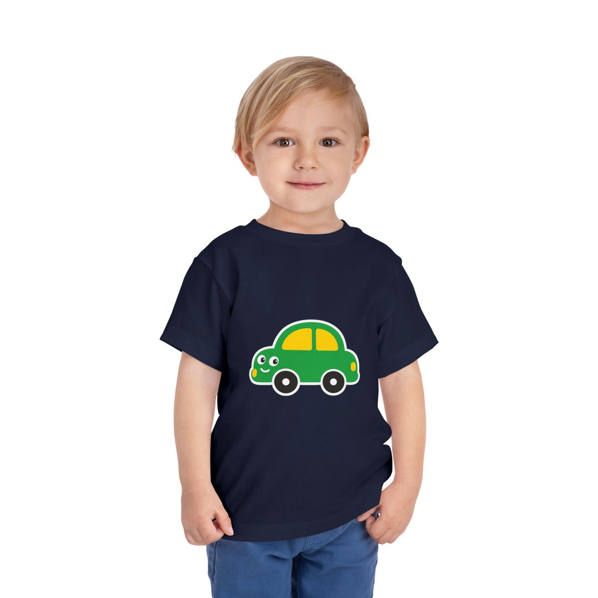 Toddler Tee — Cute Green Cartoon Car Graphic - Front Patch Kids Co.