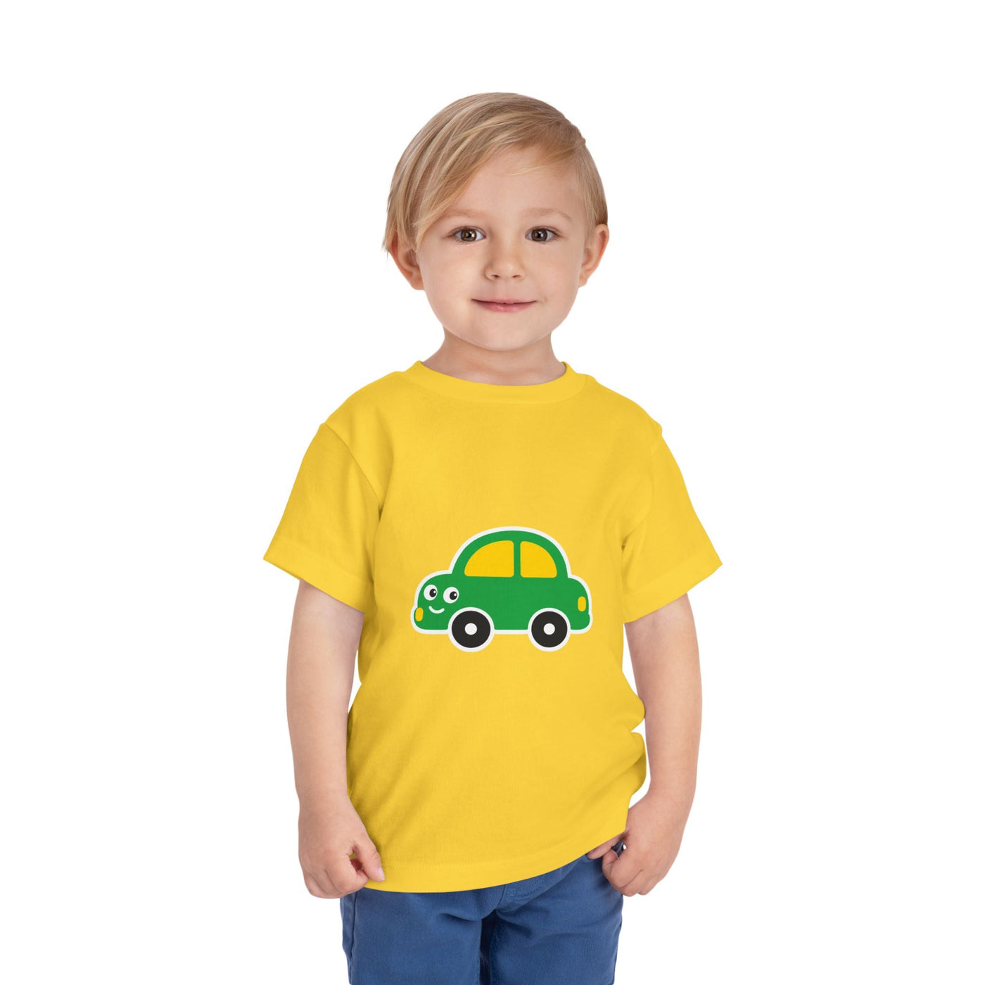 Toddler Tee — Cute Green Cartoon Car Graphic - Front Patch Kids Co.