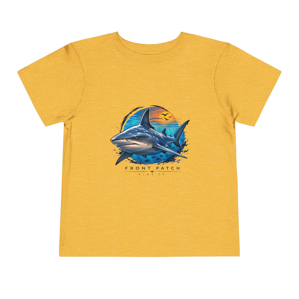 Toddler Tee — 'Front Patch' Surf Shark Graphic Sunset Kids Shirt - Front Patch Kids Co.