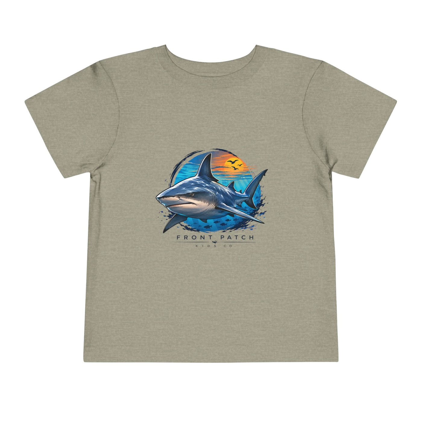 Toddler Tee — 'Front Patch' Surf Shark Graphic Sunset Kids Shirt - Front Patch Kids Co.