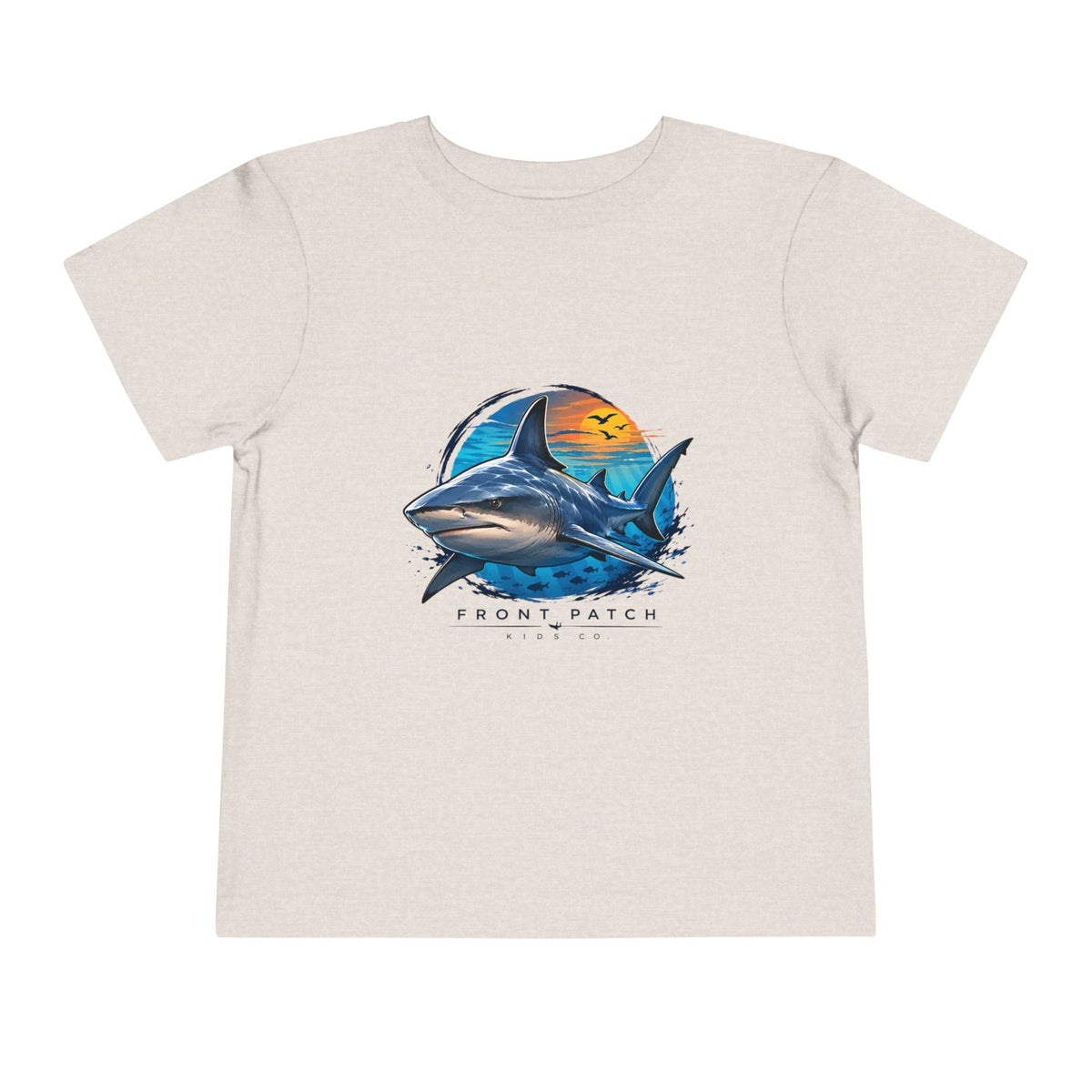 Toddler Tee — 'Front Patch' Surf Shark Graphic Sunset Kids Shirt - Front Patch Kids Co.