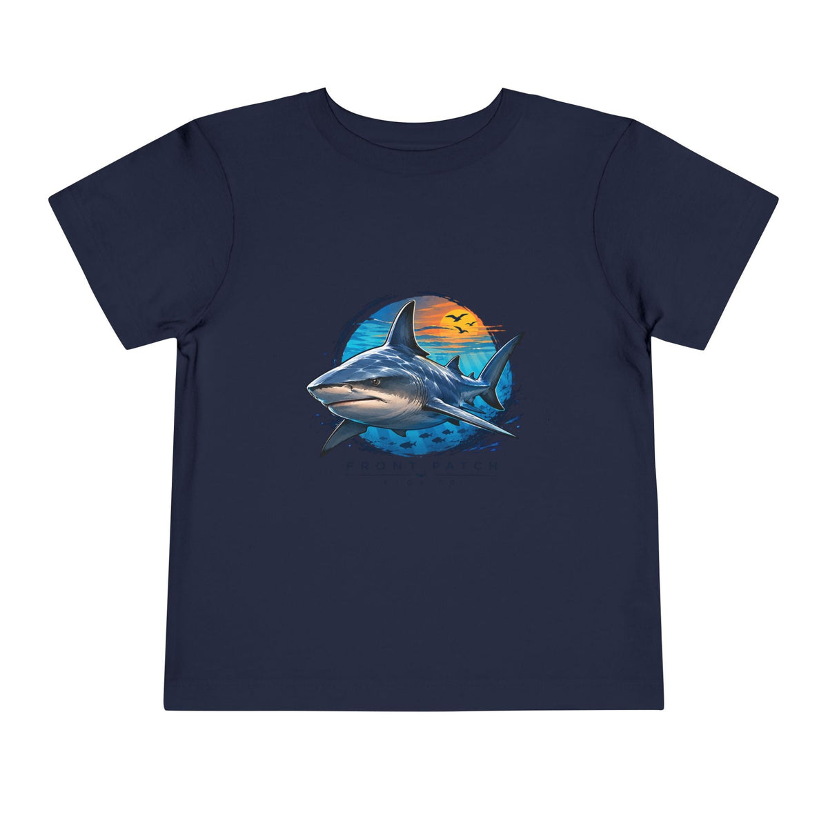 Toddler Tee — 'Front Patch' Surf Shark Graphic Sunset Kids Shirt - Front Patch Kids Co.