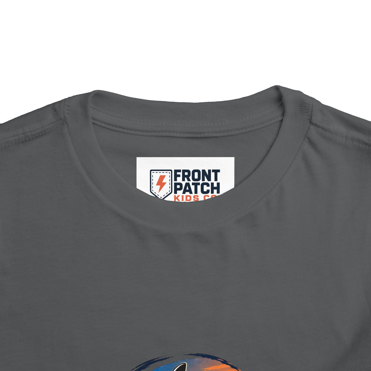 Toddler Tee — 'Front Patch' Surf Shark Graphic Sunset Kids Shirt - Front Patch Kids Co.
