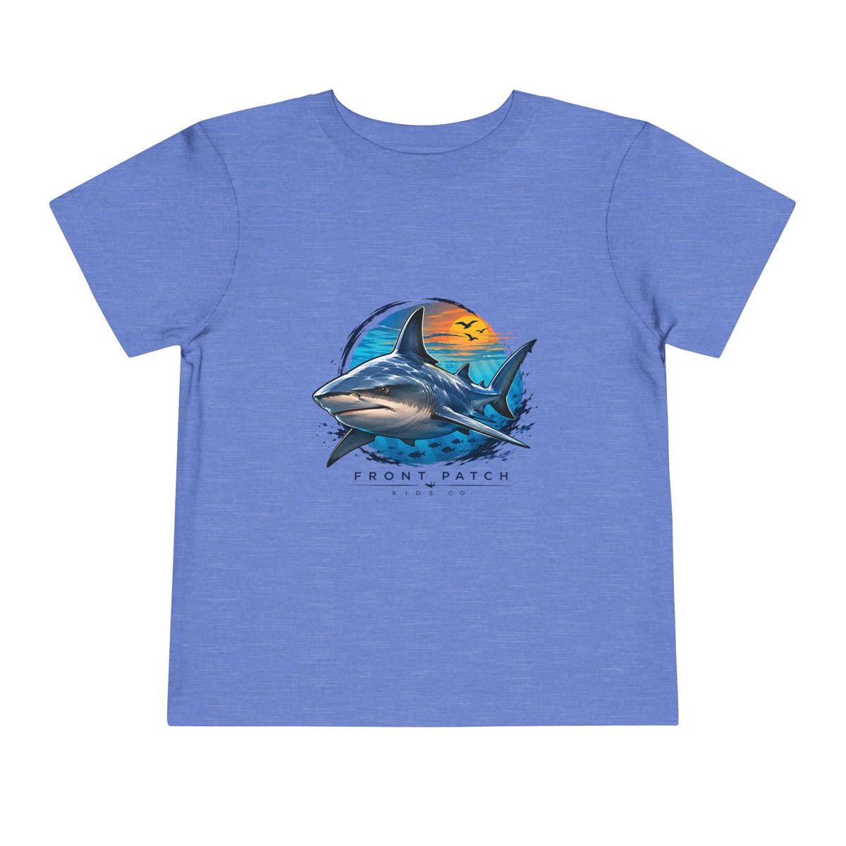 Toddler Tee — 'Front Patch' Surf Shark Graphic Sunset Kids Shirt - Front Patch Kids Co.