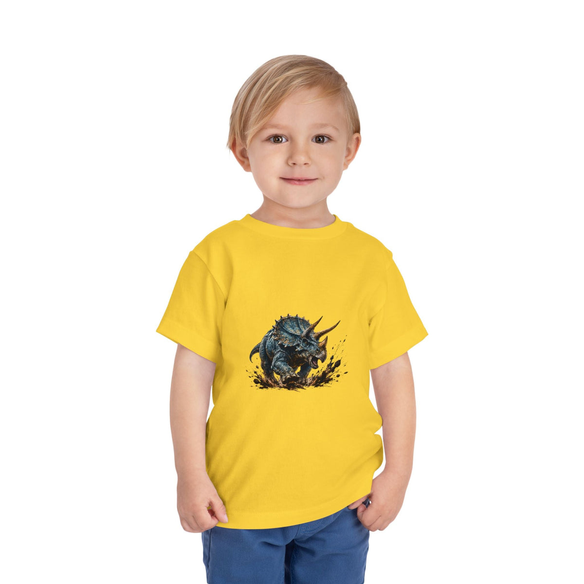 Toddler Tee — Mud-Splash Triceratops Dino Shirt for Kids - Front Patch Kids Co.