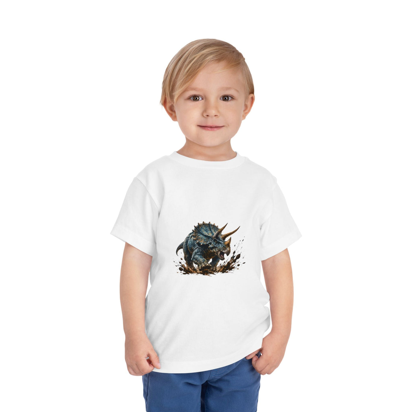 Toddler Tee — Mud-Splash Triceratops Dino Shirt for Kids - Front Patch Kids Co.