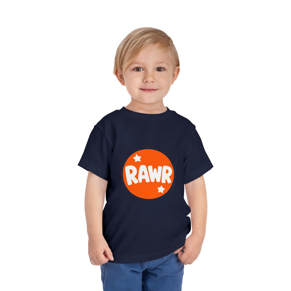 Toddler Tee — "RAWR" Orange Circle Graphic - Front Patch Kids Co.