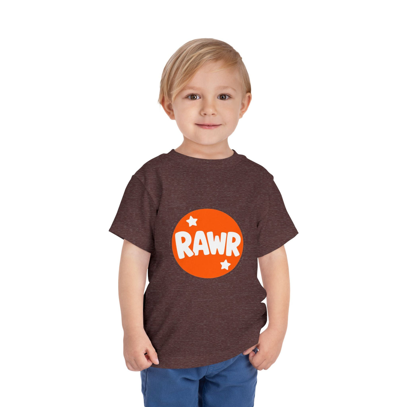 Toddler Tee — "RAWR" Orange Circle Graphic - Front Patch Kids Co.