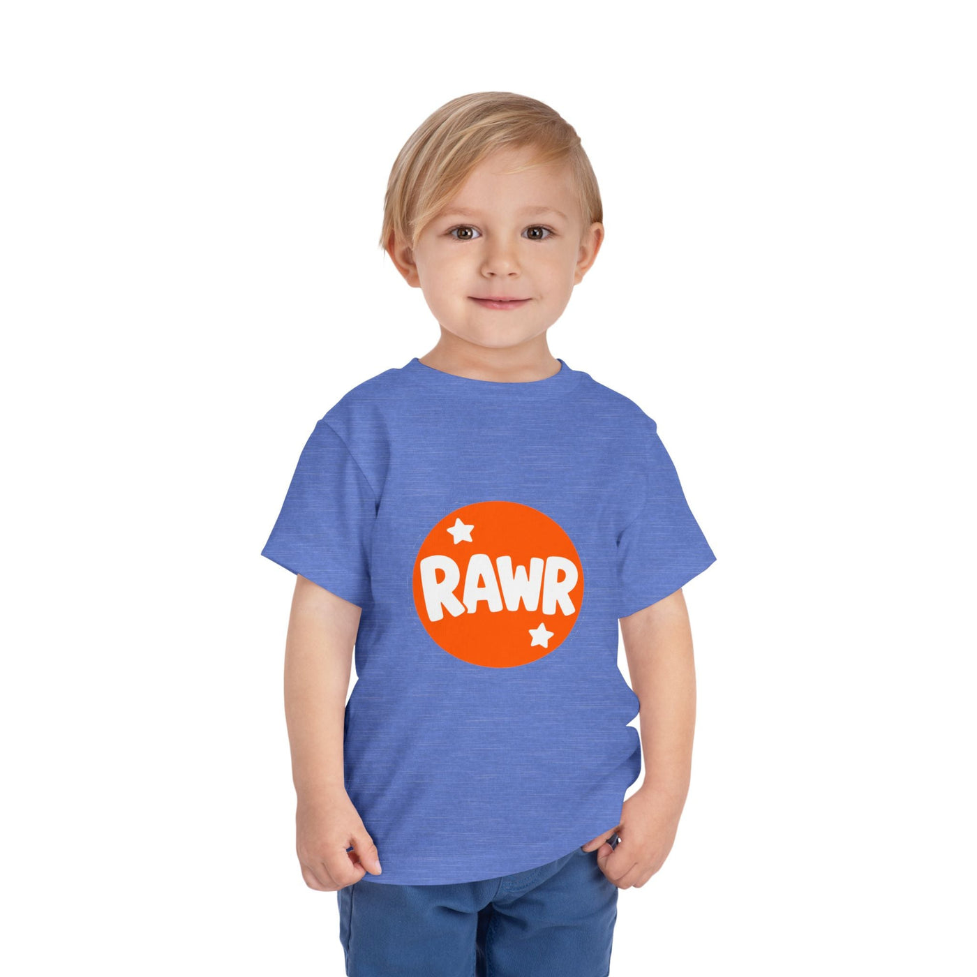 Toddler Tee — "RAWR" Orange Circle Graphic - Front Patch Kids Co.