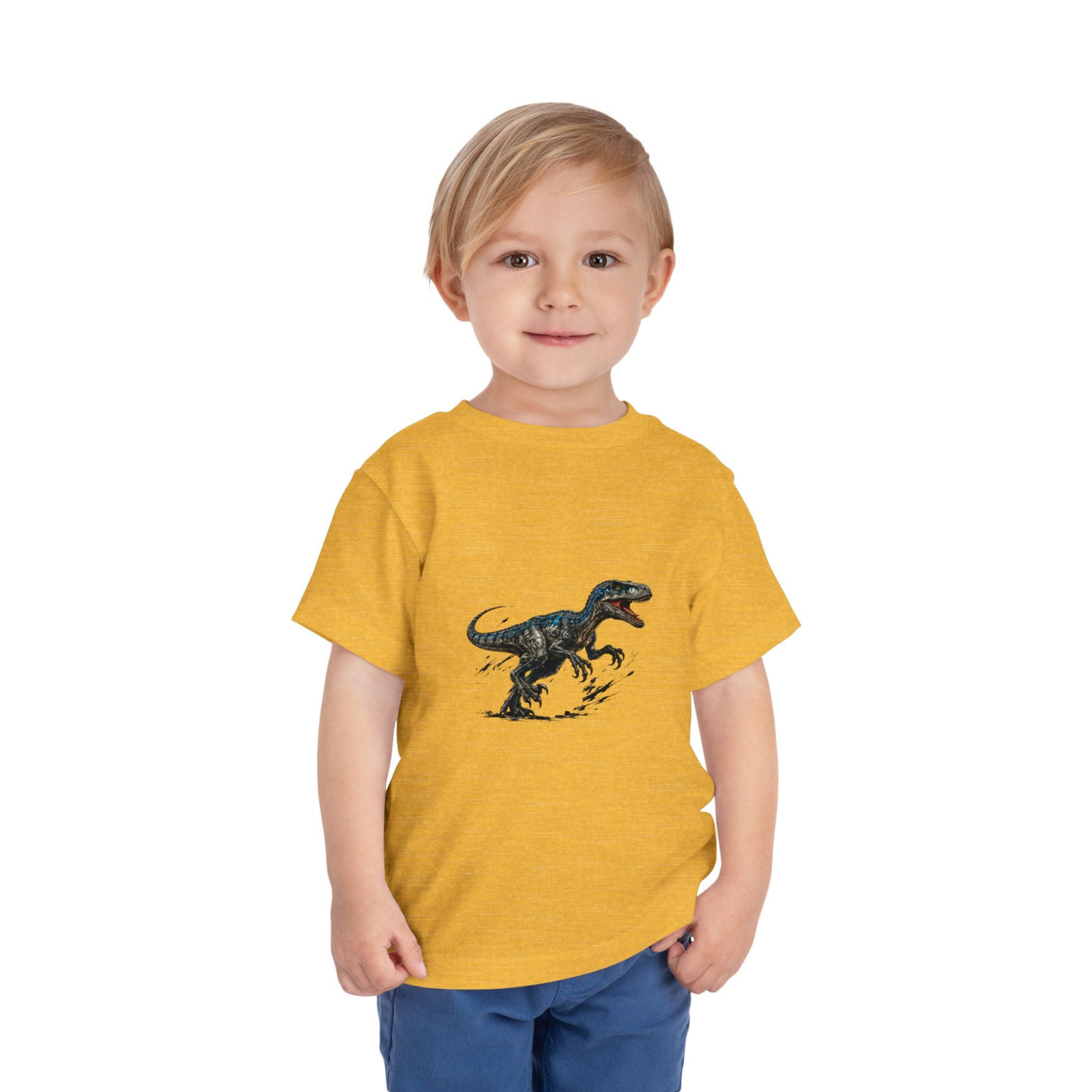 Toddler Tee — Running Velociraptor Dinosaur Graphic - Front Patch Kids Co.