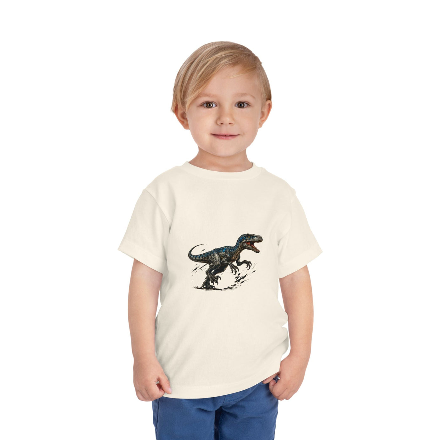Toddler Tee — Running Velociraptor Dinosaur Graphic - Front Patch Kids Co.