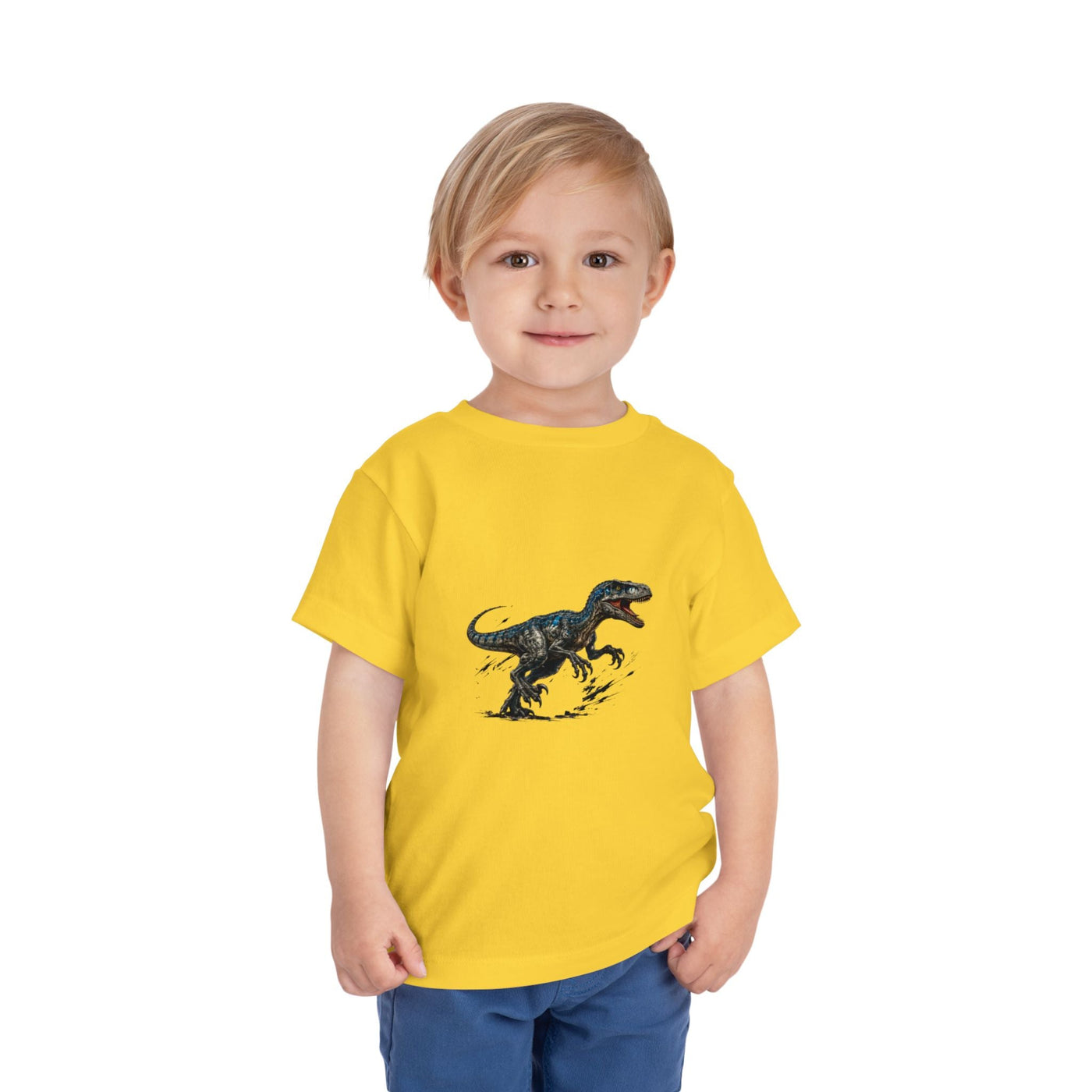Toddler Tee — Running Velociraptor Dinosaur Graphic - Front Patch Kids Co.