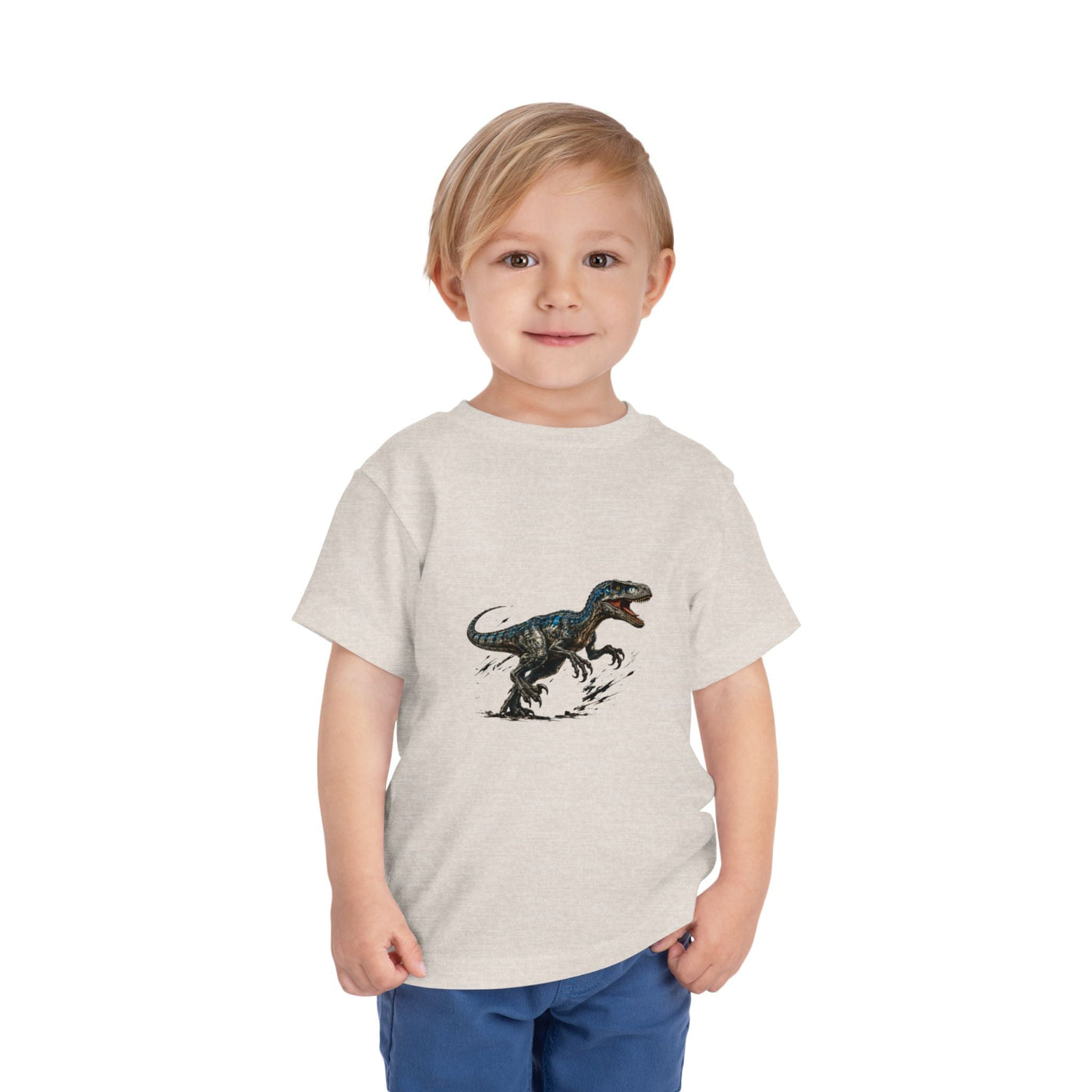 Toddler Tee — Running Velociraptor Dinosaur Graphic - Front Patch Kids Co.