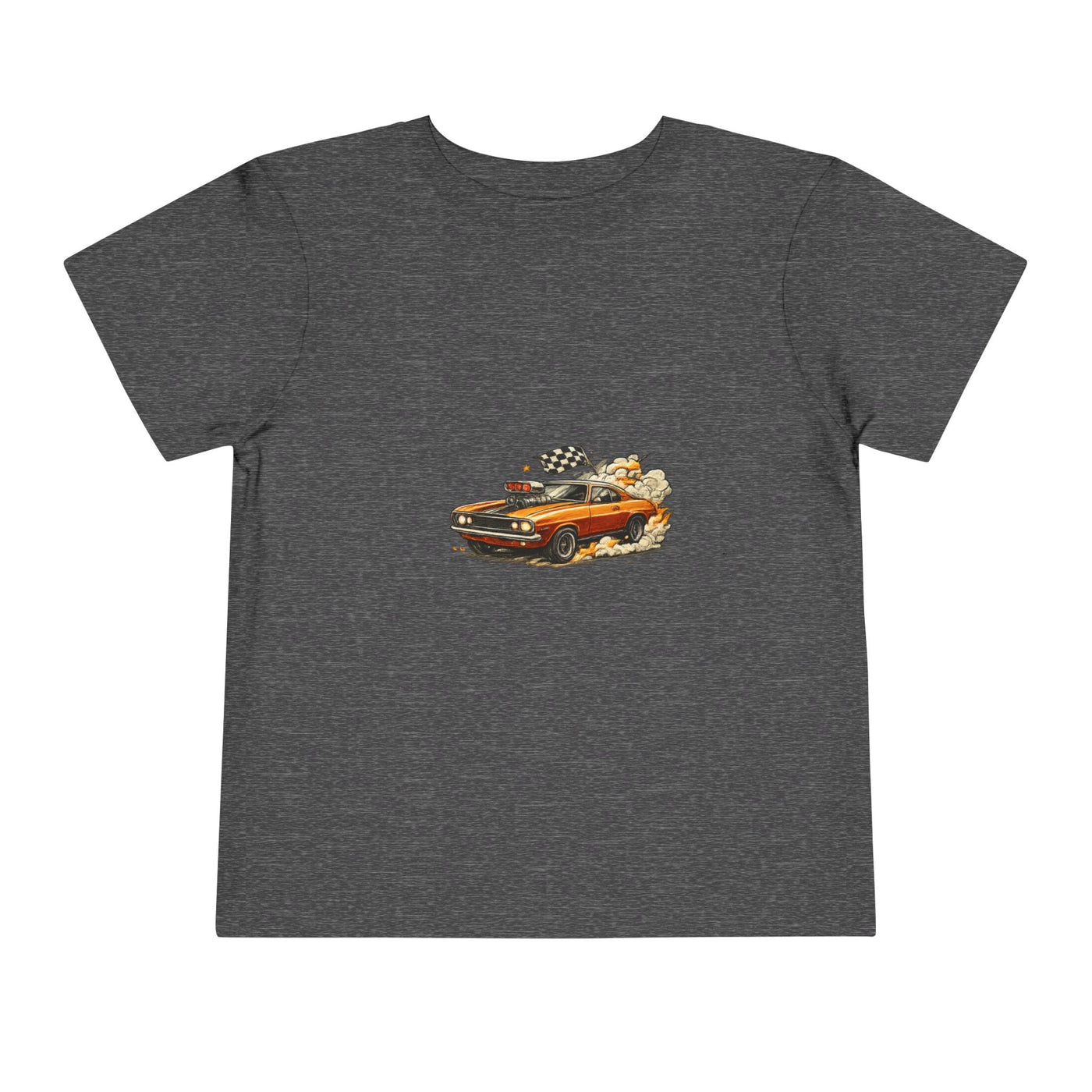 Toddler Tee — Vintage Muscle Car Cartoon with Checkered Flag - Front Patch Kids Co.