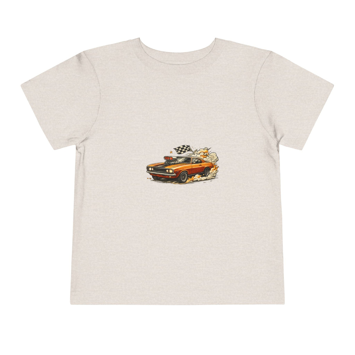 Toddler Tee — Vintage Muscle Car Cartoon with Checkered Flag - Front Patch Kids Co.