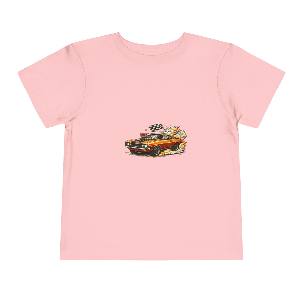 Toddler Tee — Vintage Muscle Car Cartoon with Checkered Flag - Front Patch Kids Co.