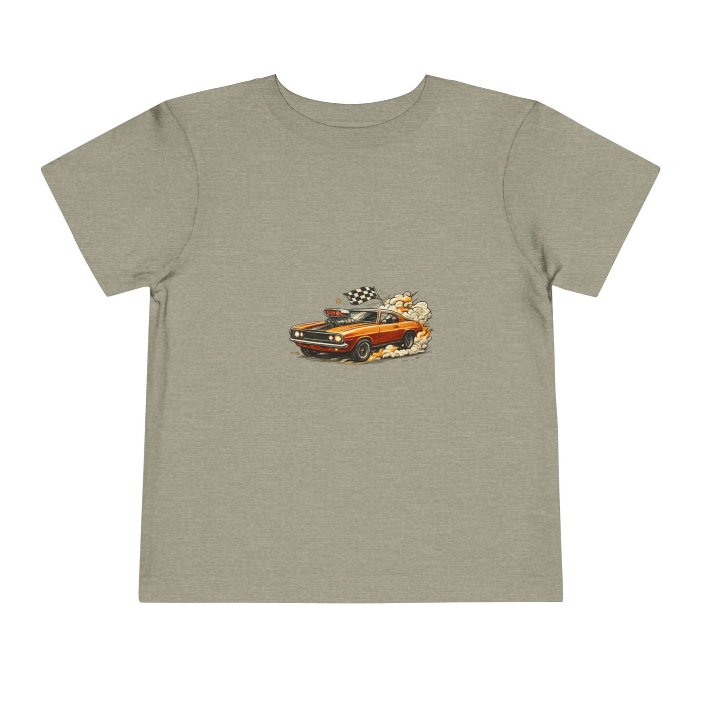 Toddler Tee — Vintage Muscle Car Cartoon with Checkered Flag - Front Patch Kids Co.
