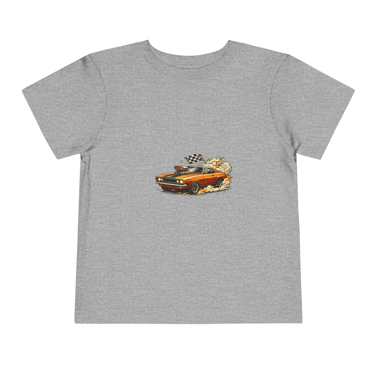 Toddler Tee — Vintage Muscle Car Cartoon with Checkered Flag - Front Patch Kids Co.