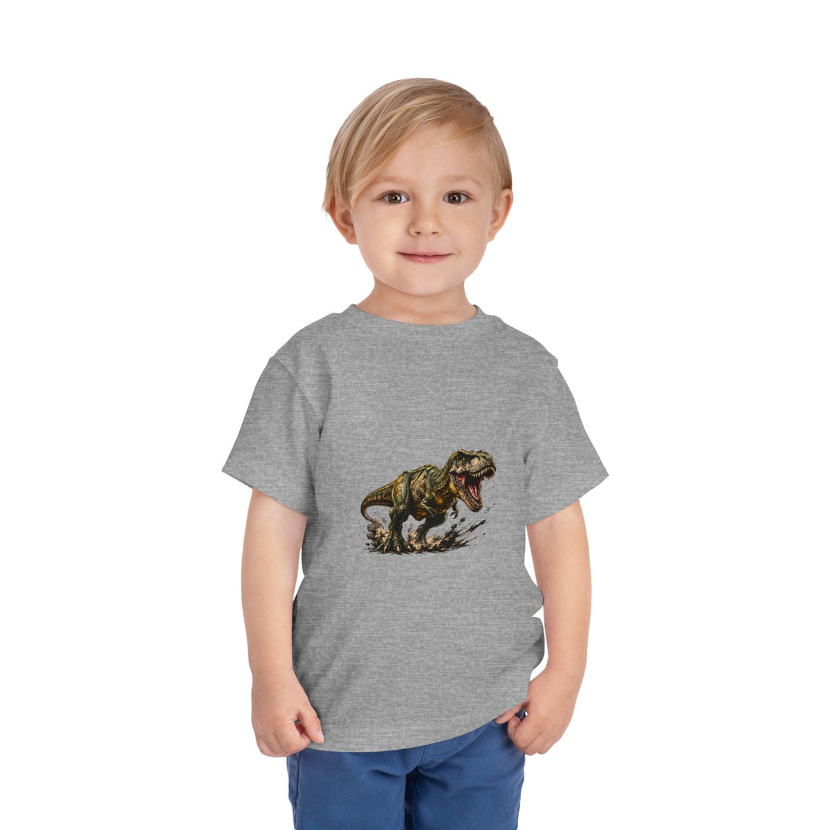 Toddler T‑Shirt — Roaring T‑Rex Dinosaur Graphic Tee for Kids - Front Patch Kids Co.