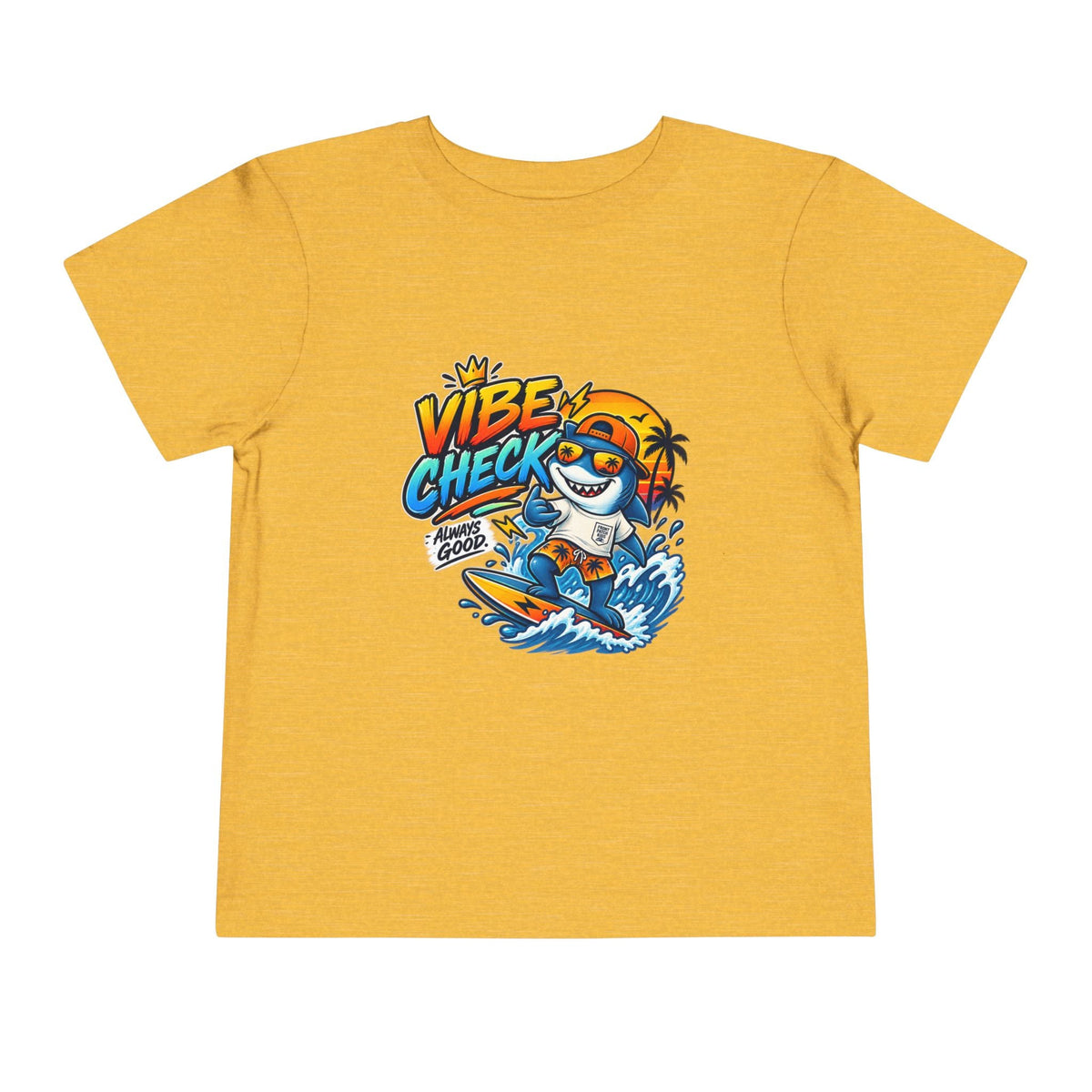 Vibe Check Surfing Shark Toddler Tee - Front Patch Kids Co.