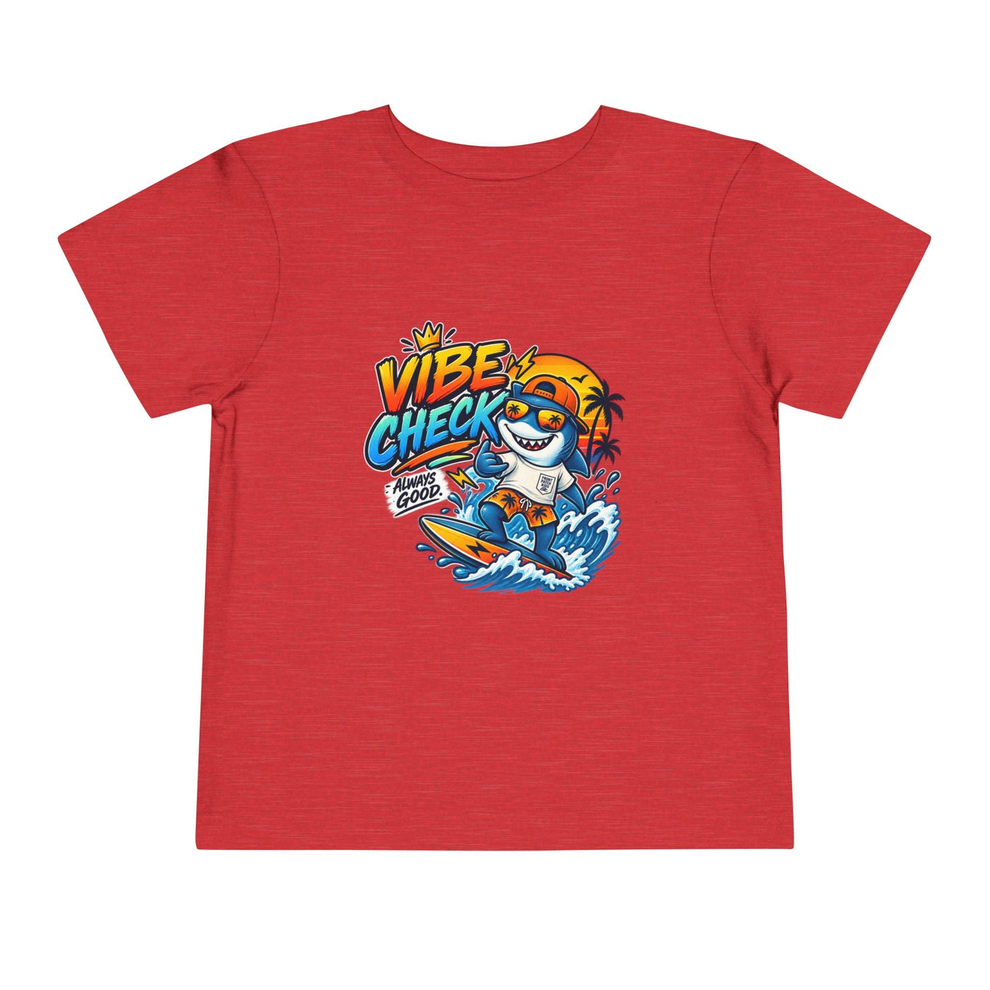 Vibe Check Surfing Shark Toddler Tee - Front Patch Kids Co.