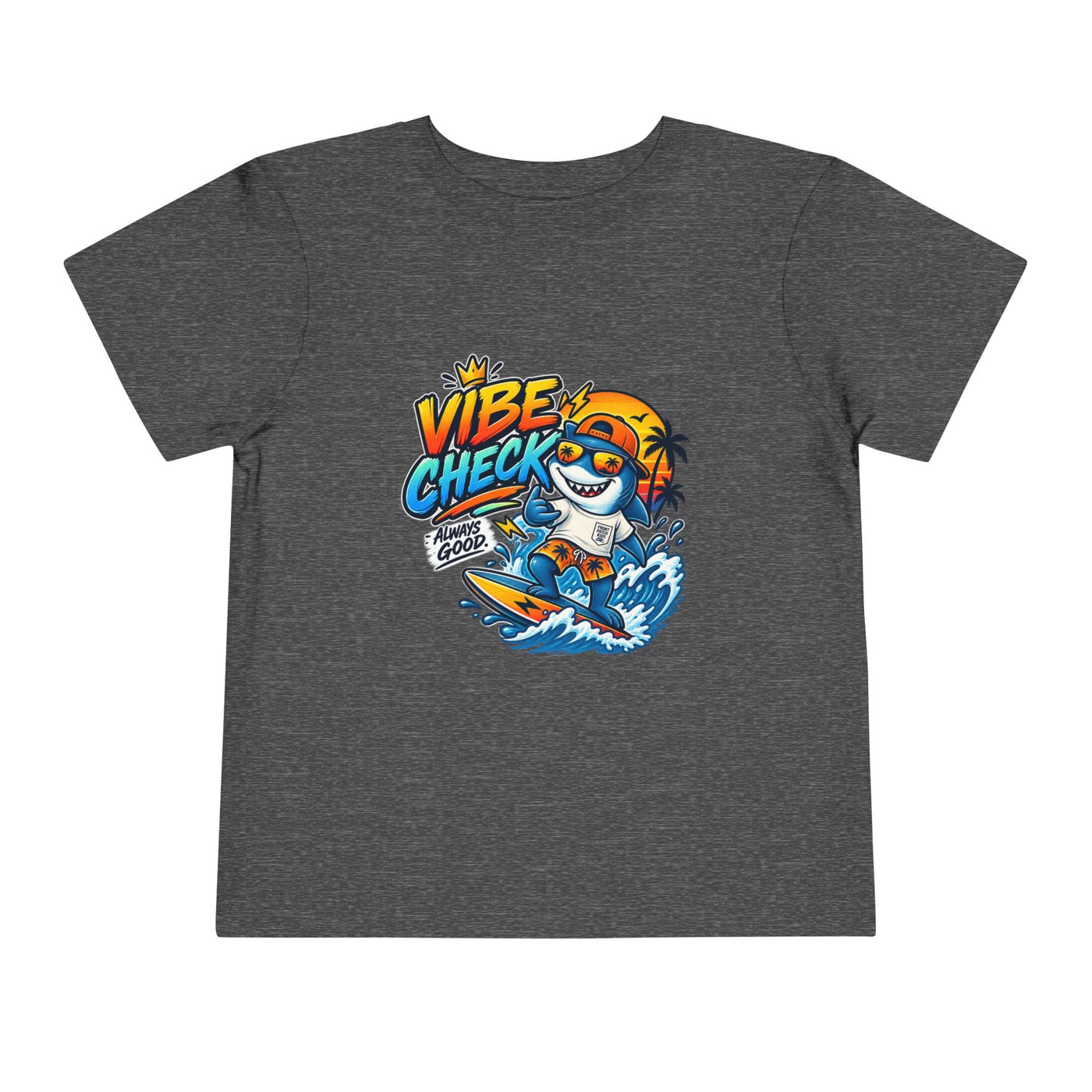 Vibe Check Surfing Shark Toddler Tee - Front Patch Kids Co.