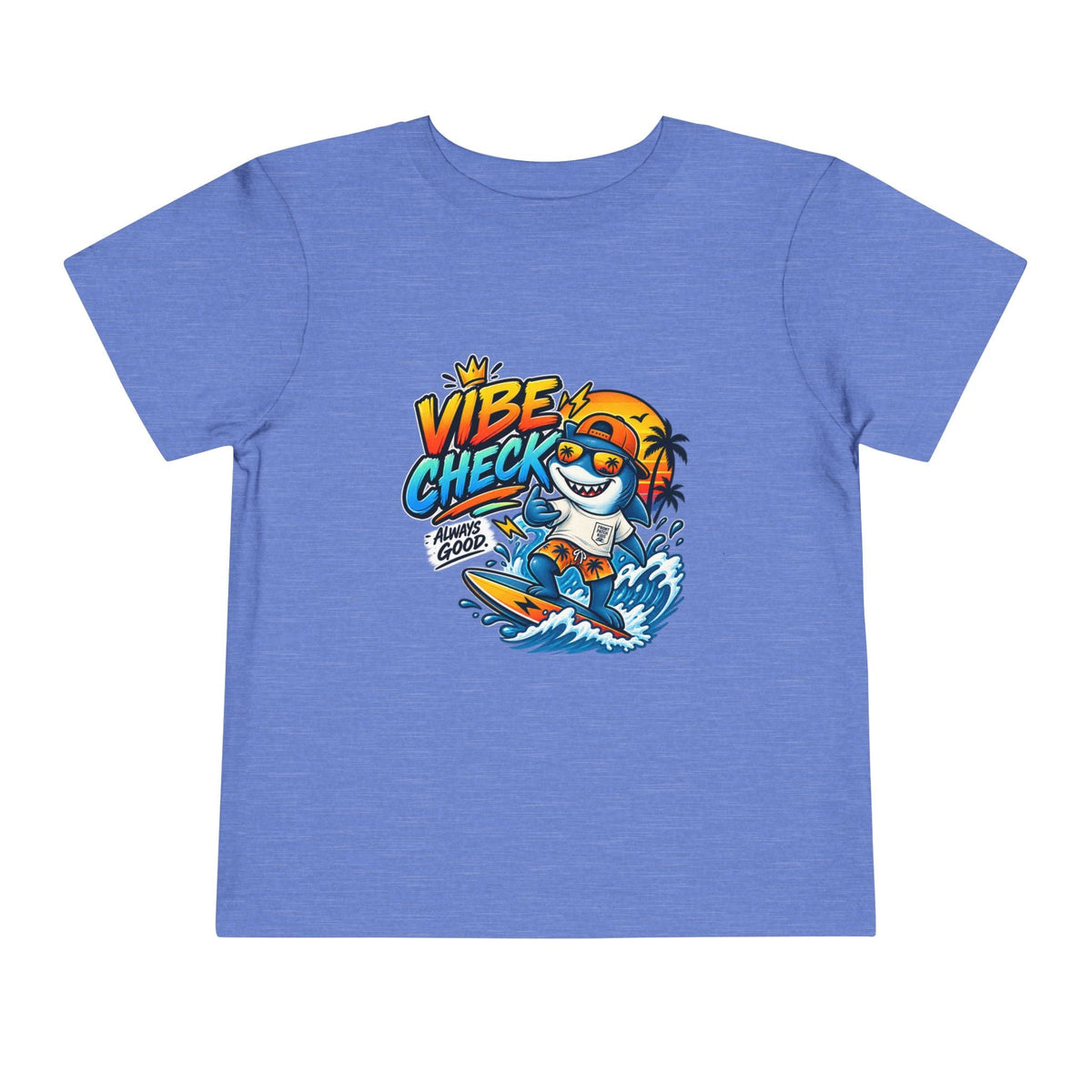 Vibe Check Surfing Shark Toddler Tee - Front Patch Kids Co.