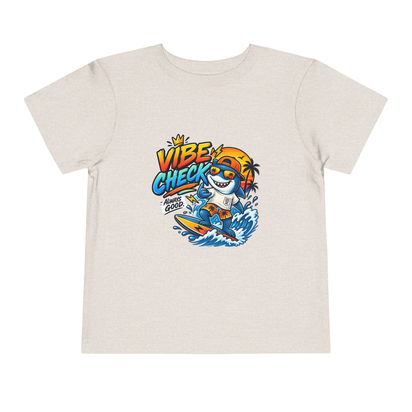 Vibe Check Surfing Shark Toddler Tee - Front Patch Kids Co.