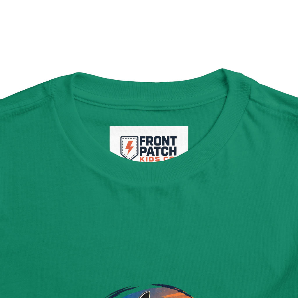 Toddler Tee — 'Front Patch' Surf Shark Graphic Sunset Kids Shirt