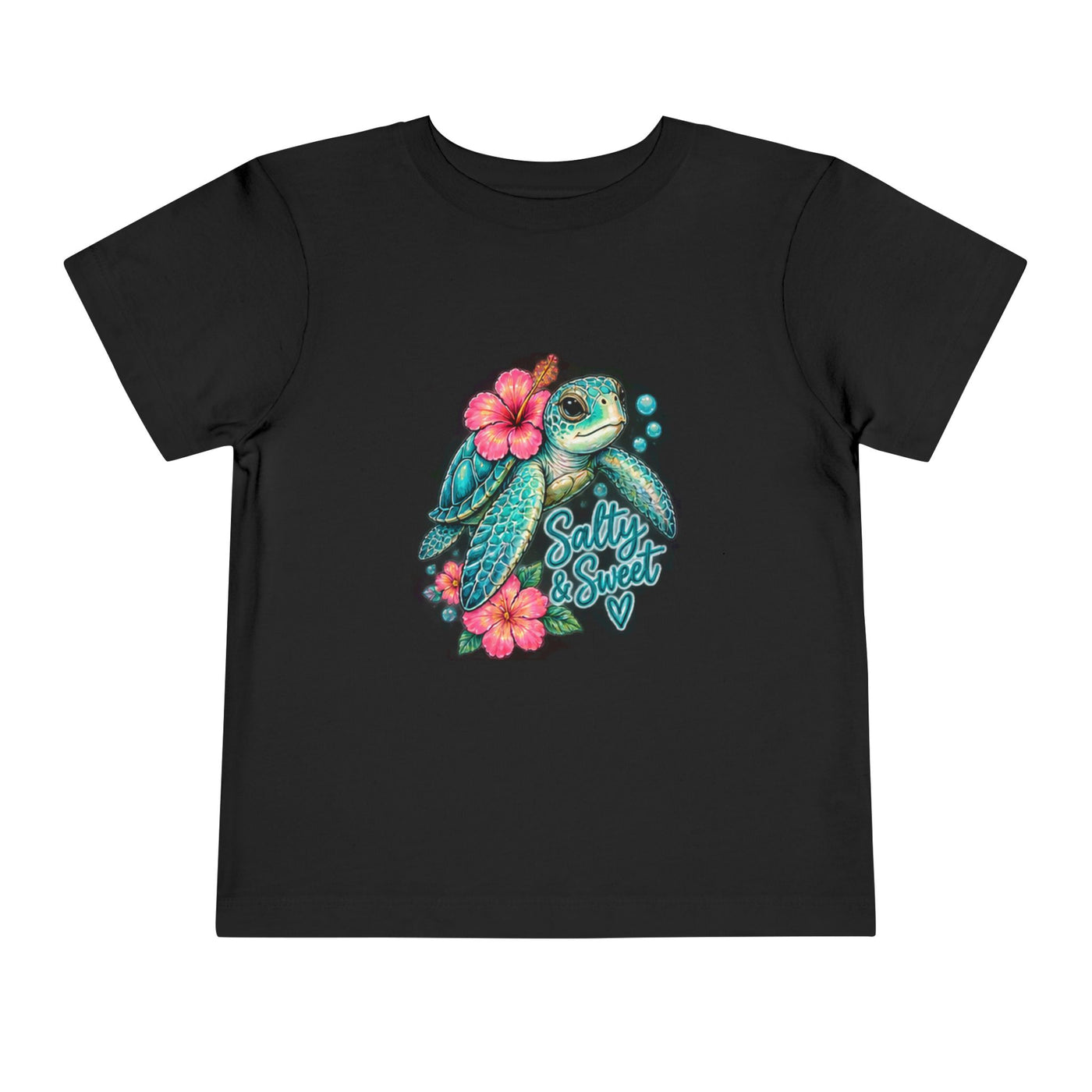 Toddler Tee — 'Salty & Sweet' Sea Turtle Floral Graphic