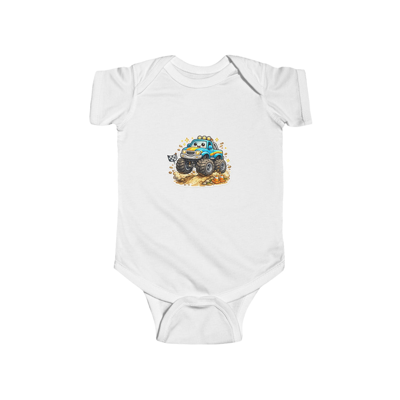 Baby Bodysuit — Colorful Monster Truck Illustration