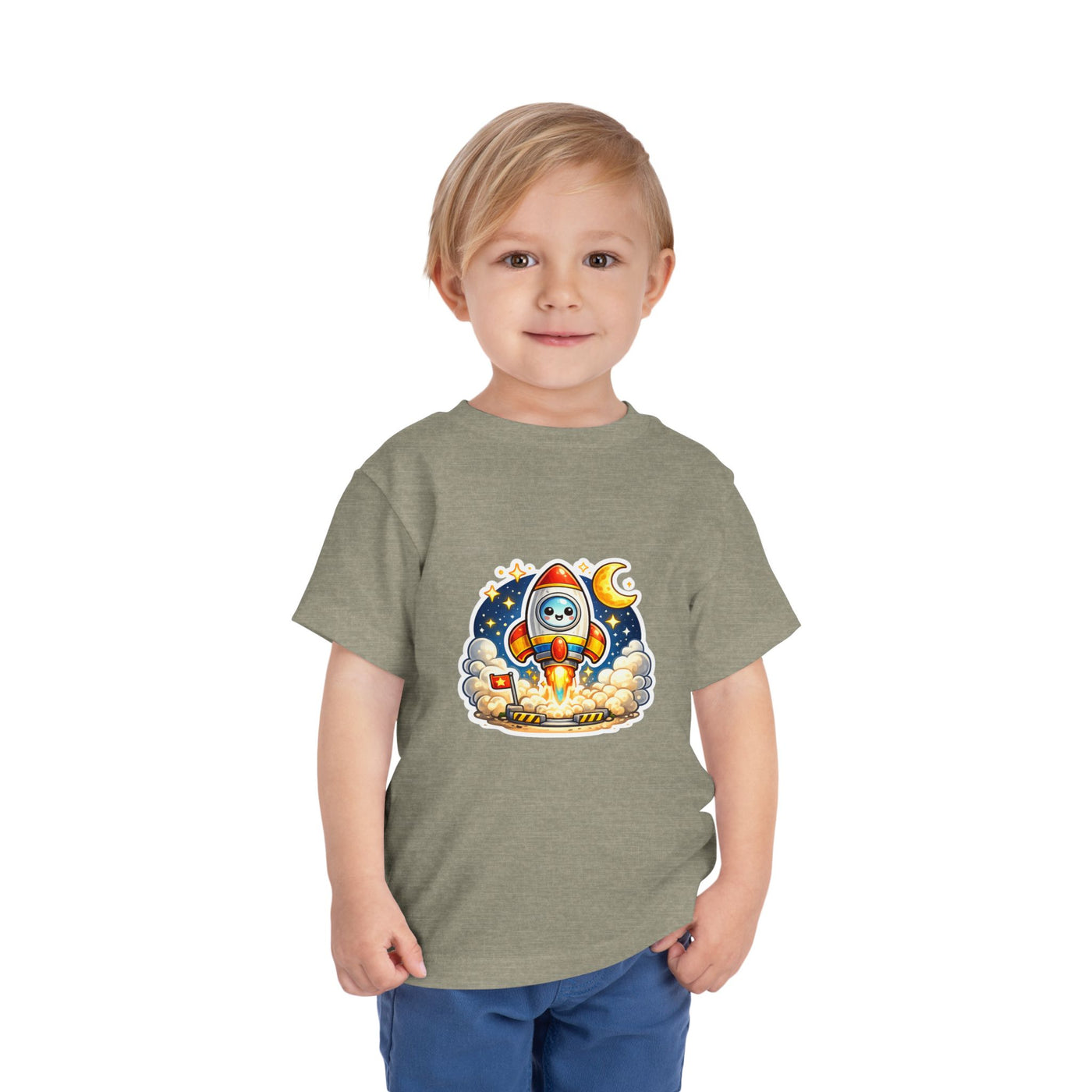 Toddler Tee — Cute Rocket Astronaut Launch Graphic