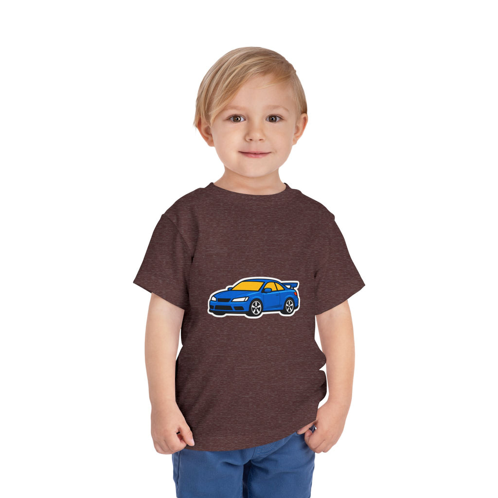 Toddler Car Tee — Blue Race Car Graphic Shirt for Kids