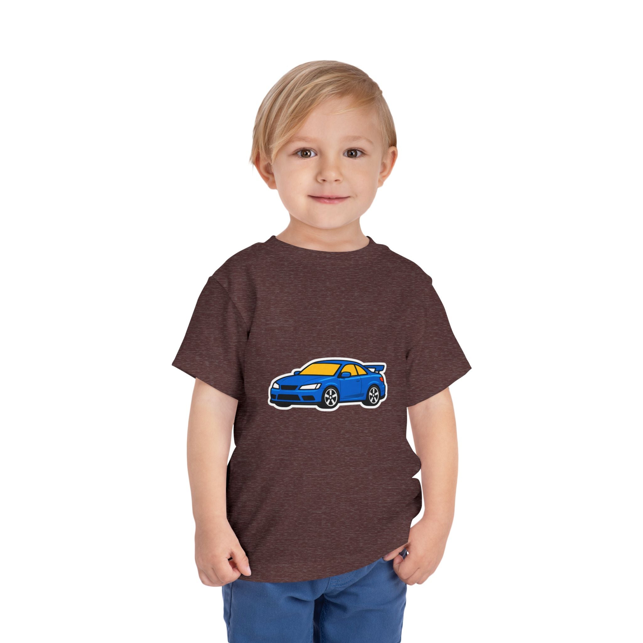 Toddler Car Tee — Blue Race Car Graphic Shirt for Kids
