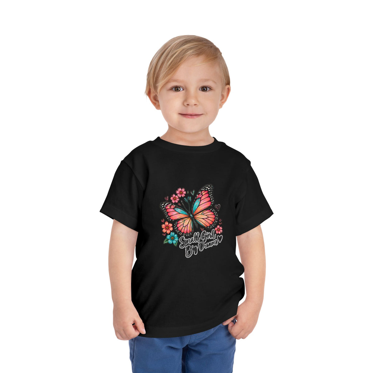 Toddler Tee — "Small Girl Big Dreams" Butterfly Floral Shirt
