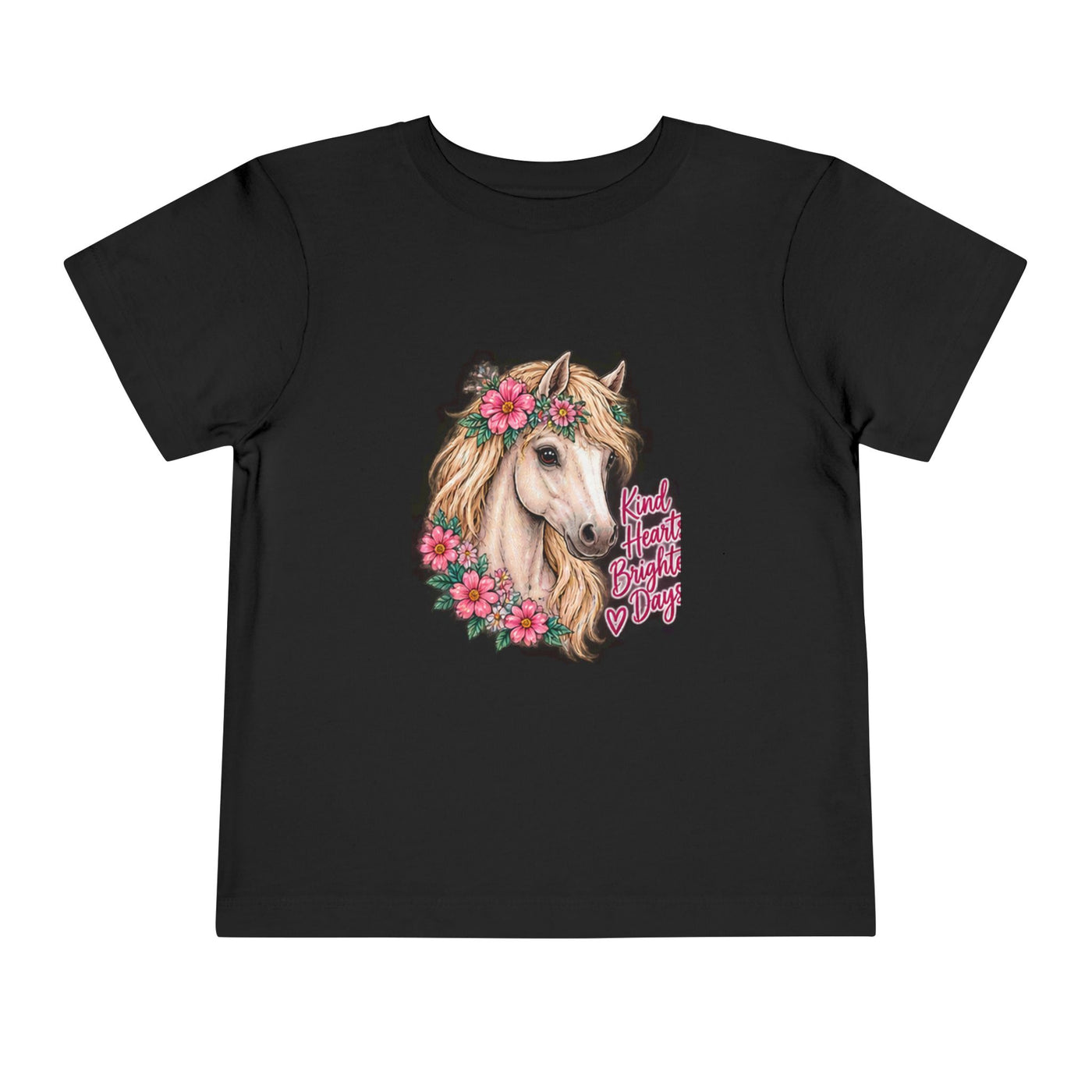 Toddler Tee — Floral Horse "Kind Hearts Bright Days" Cute Pony Shirt