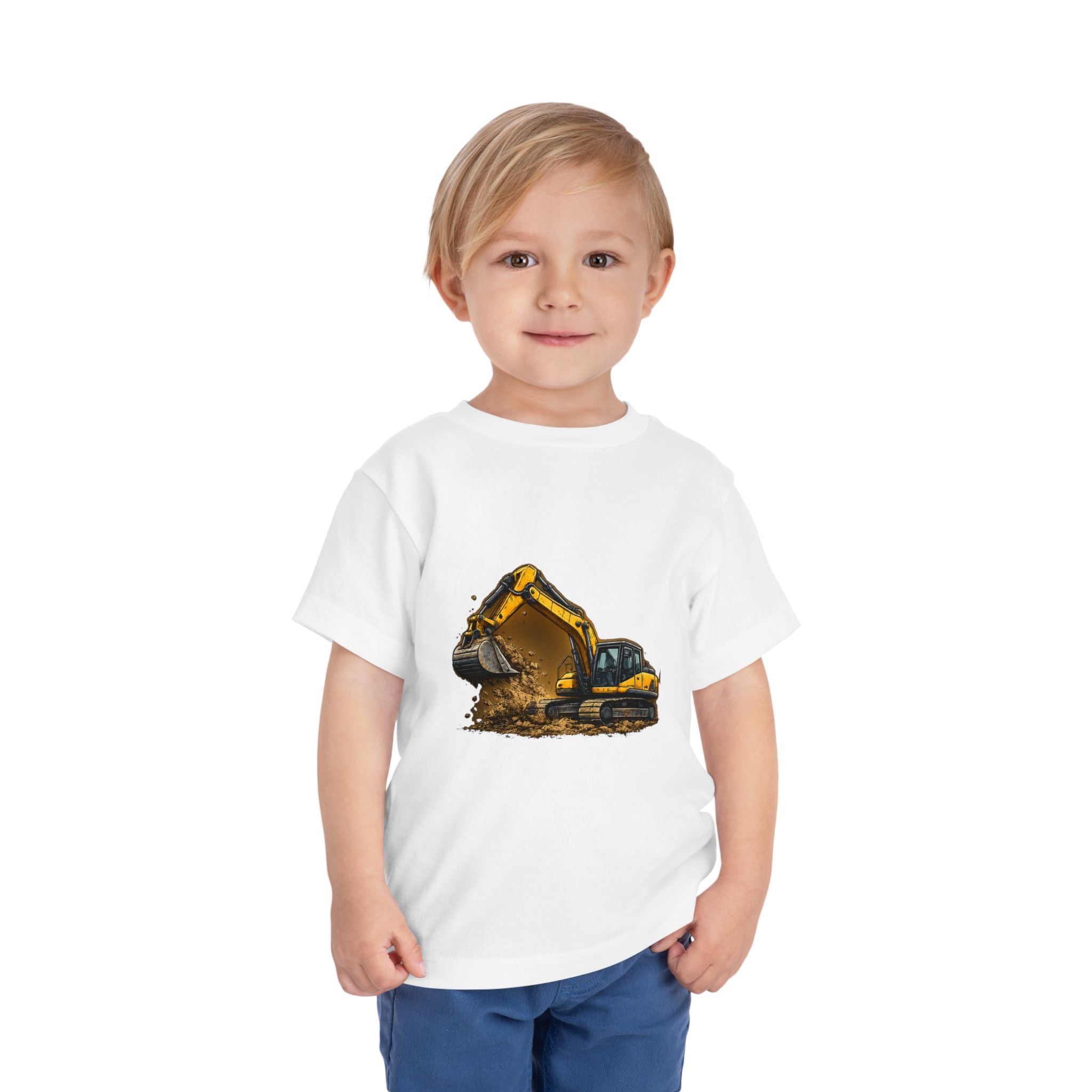 Toddler Excavator Tee — Yellow Digging Construction Truck Shirt